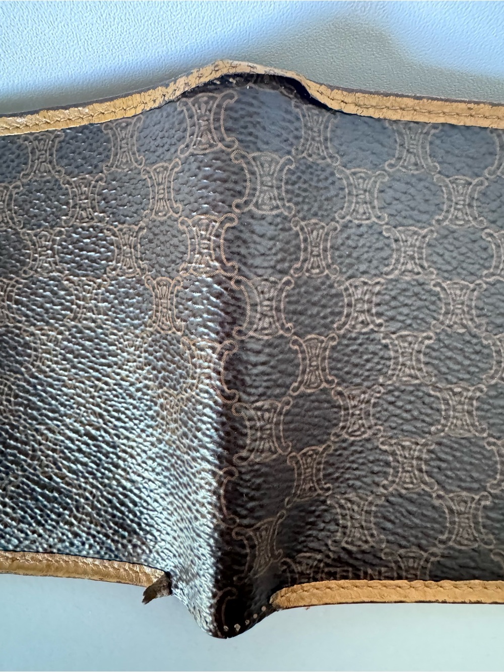 CELINE Authentic Vintage Wallet Macadam Bi Fold in Brown and Tan - Picture 6 of 11